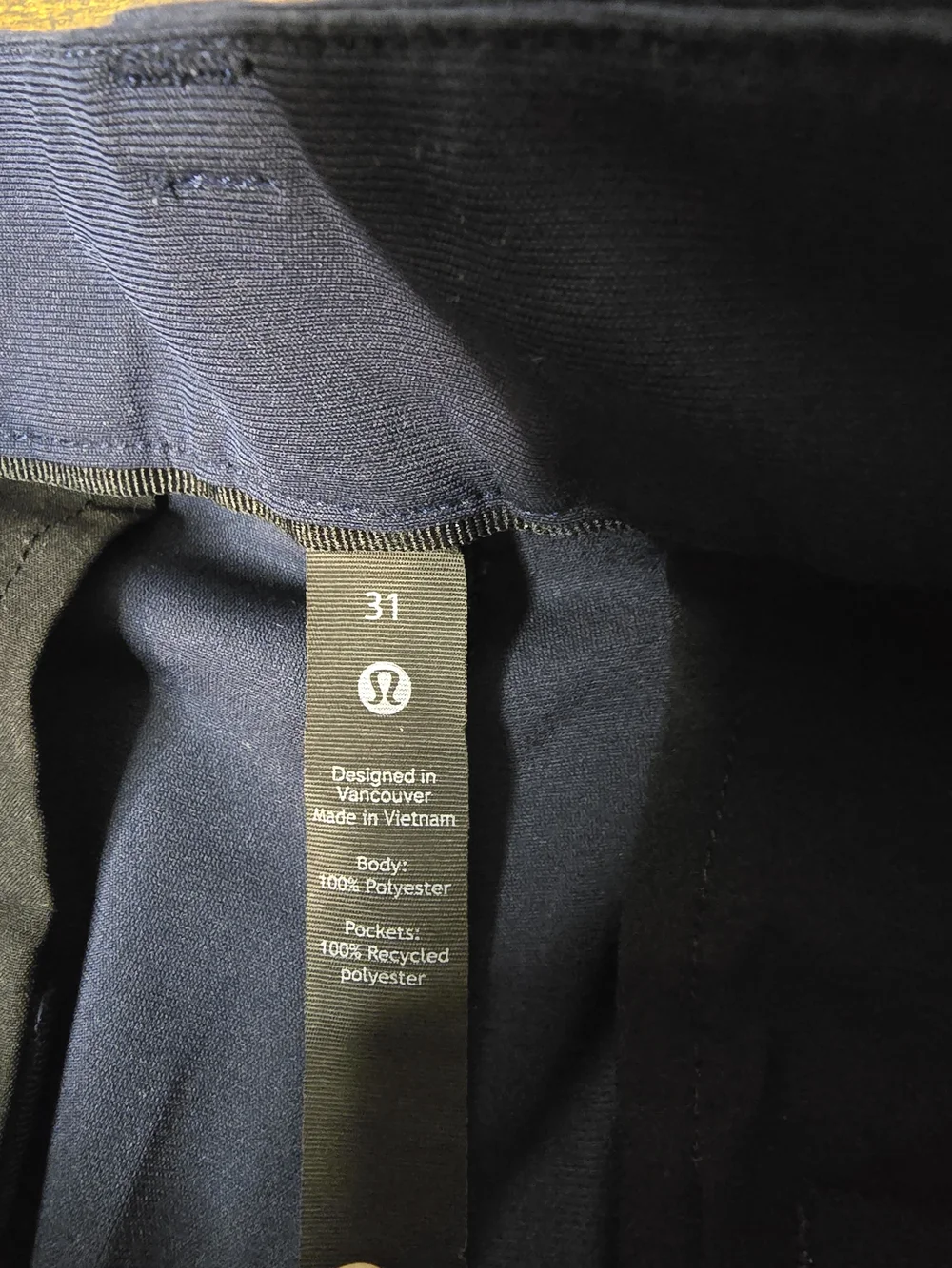lululemon Commission Pant Classic Fit 31x28 Navy Blue Warpstreme LM5985S - Picture 2 of 5
